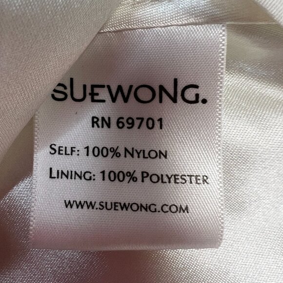 Sue Wong Nocturne Mini Cocktail Dress Embroidered Pleated Mesh White Ivory 4 - Picture 10 of 11